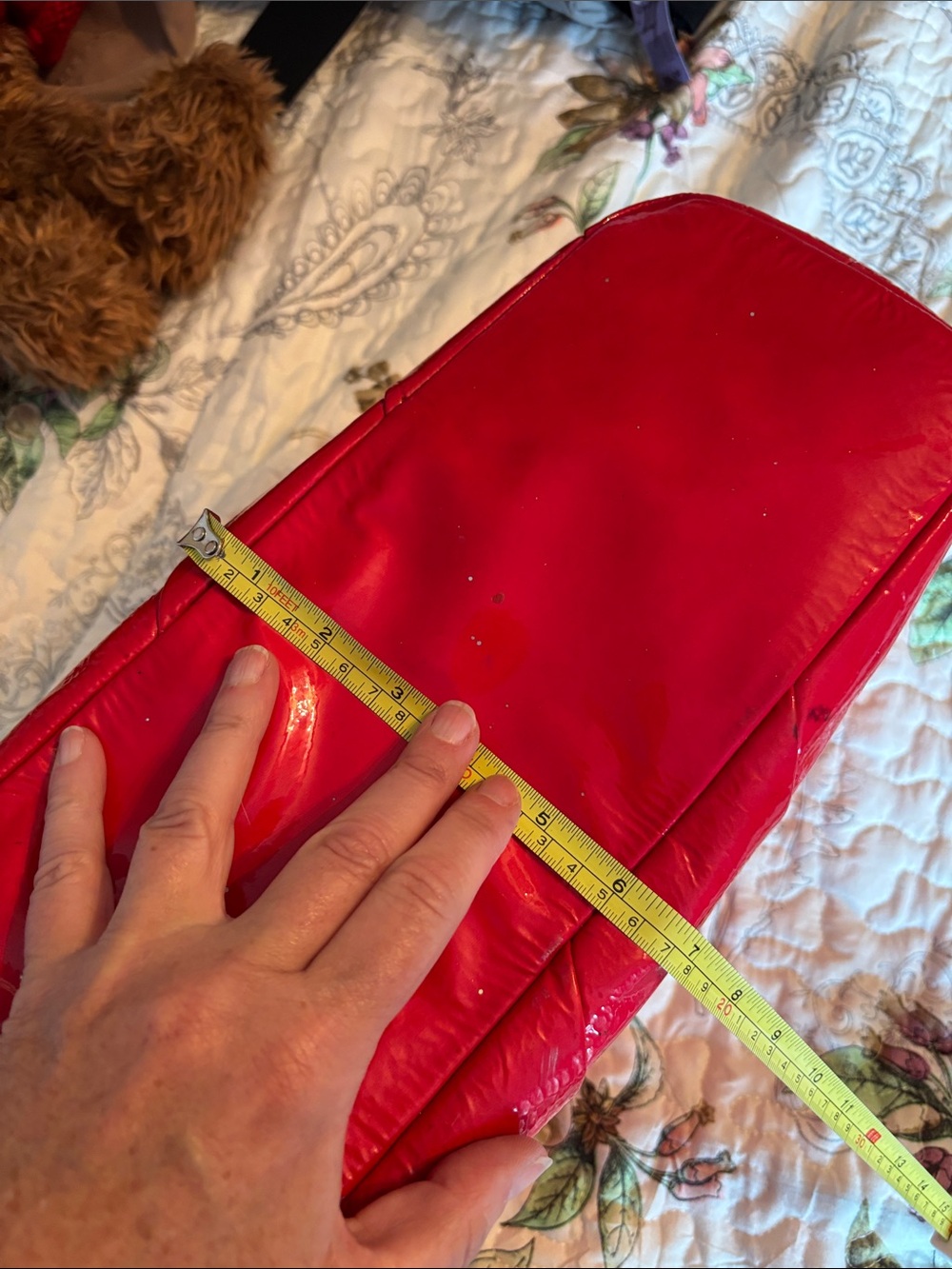Coach‎ Madison Diagonal Pleated Patent Leather handbag in red - Picture 15 of 15